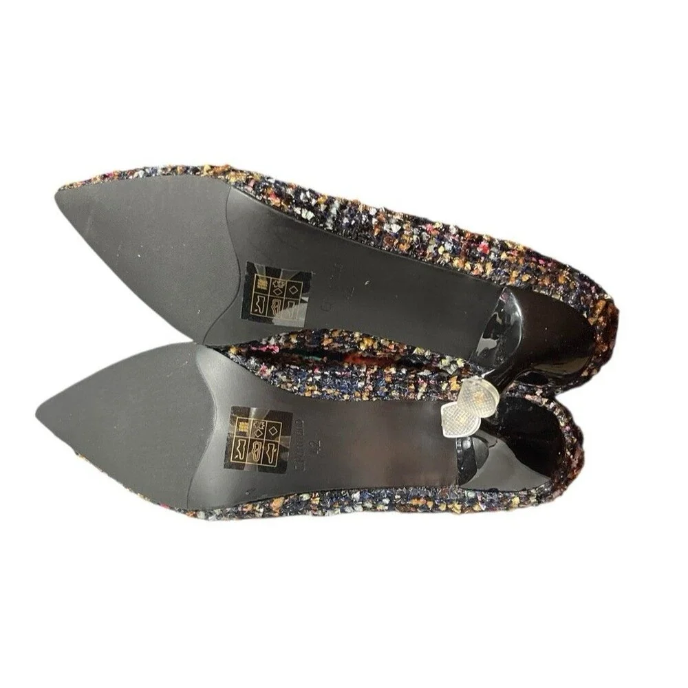 C. Paravano Olivia Pumps Multicolor Tweed Rhinestones 3” Heel Size 11